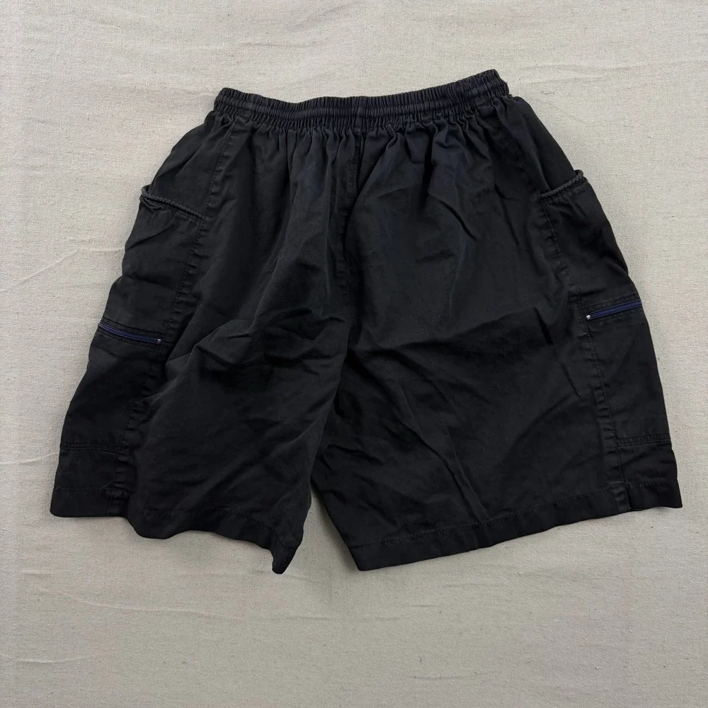 Mercedes-Benz Cargo Shorts Mens S Black Embroidered Logo Elastic Waist Utility‎